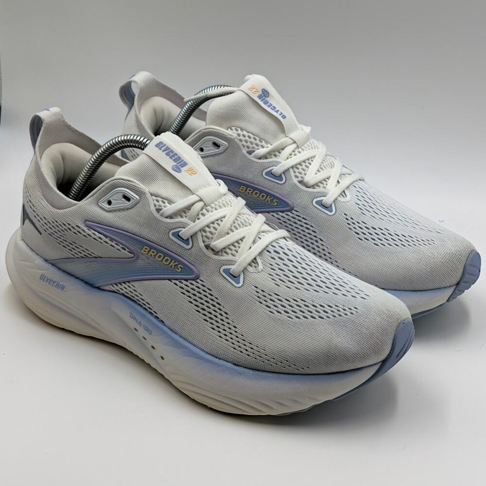 Brooks Glycerin 22 White Blue Heron Apricot Womens 11 B (UK 9) Running Shoes